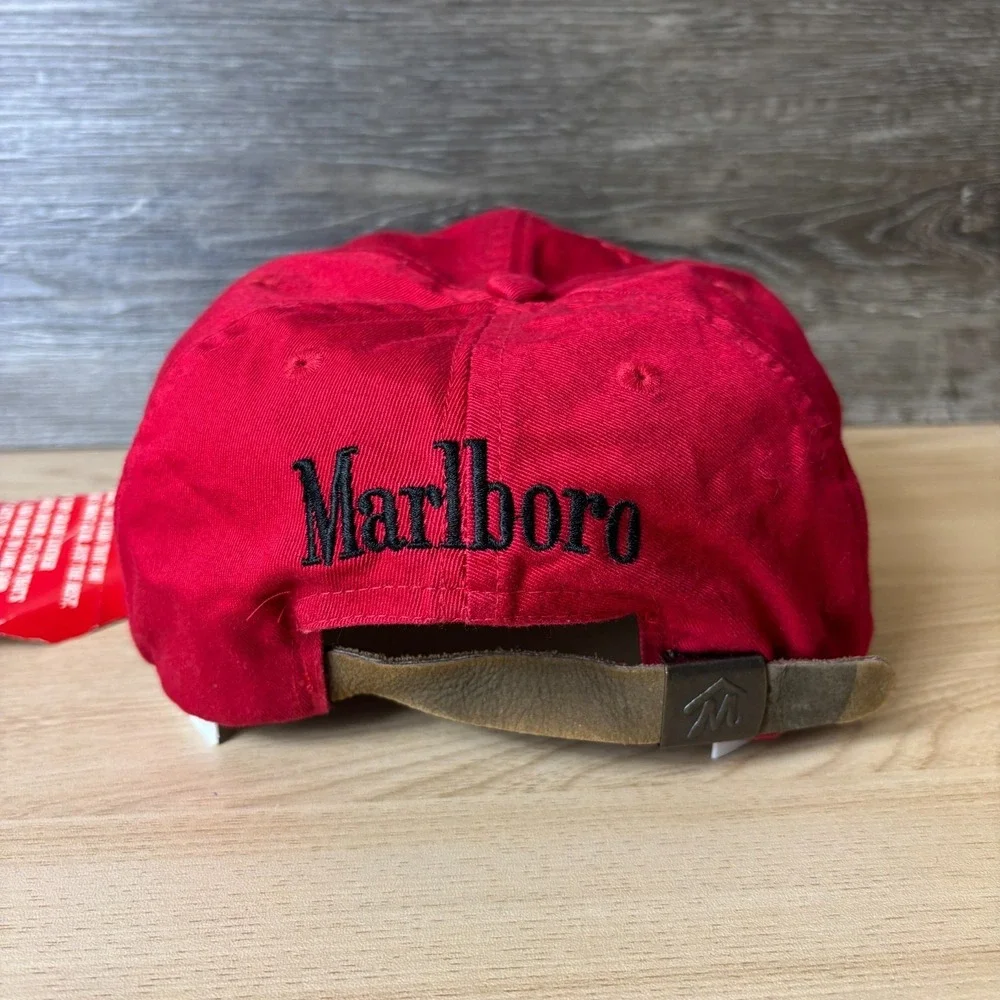 VINTAGE Marlboro Hat Cap Strap Back Red Country Store Cowboy Cigarette 90s NWT